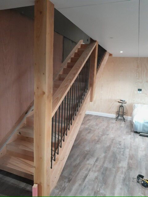 New timber stairs and balustrade fitted inside the house